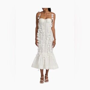 Zimmerman dawning pedal linen silk midi dress 0